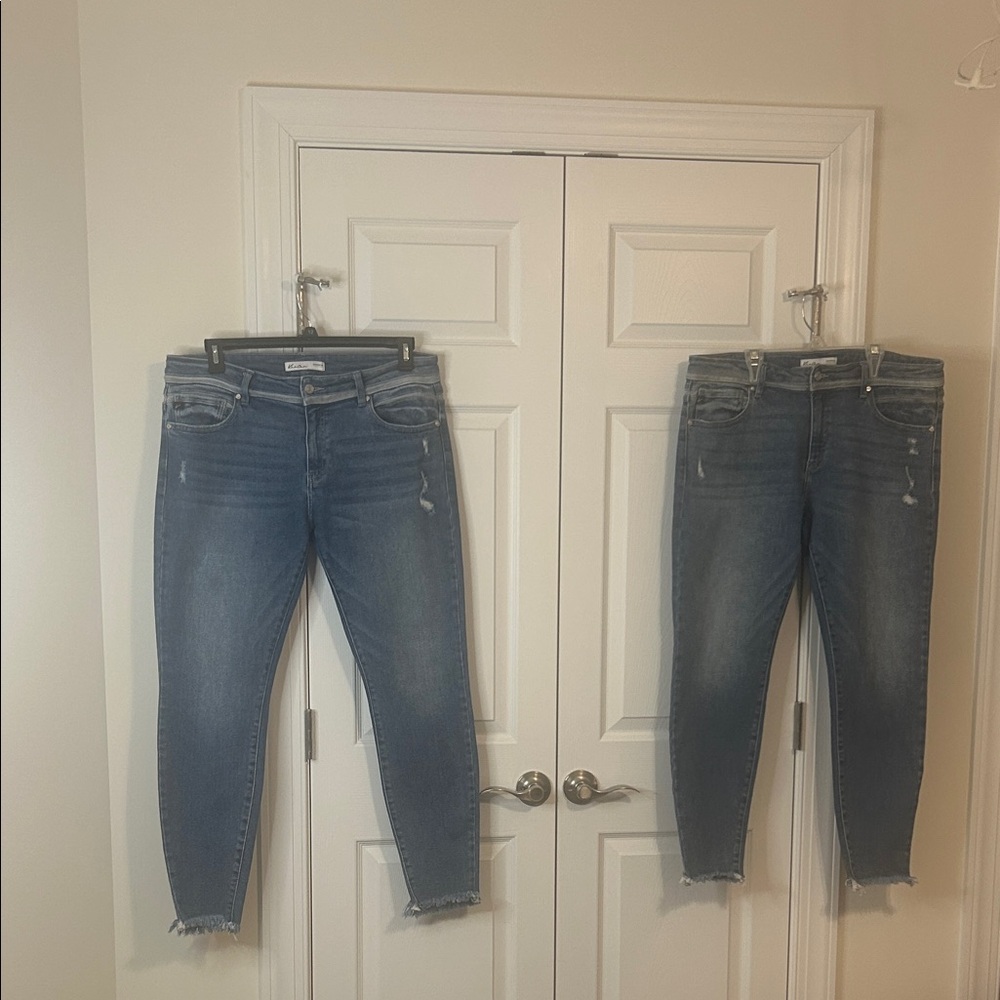 KanCan Exclusively for Maurice’s Distressed Blue Ankle Jeans